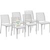 Tomaino - Sedia in Plastica Da Cucina - Set 6 Sedie Plastica Impilabili Con Braccioli Per Esterno e Interno - Sedie per Giardino, Soggiorno, Balcone o Bar (6, Bianco)