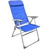 MA MAISON Sedia Relax 8 Posizioni 107x57x111h cm - Schienale Alto, Portatile, Richiudibile, Alluminio, Mare, Campeggio, Spiaggia, Sdraio, Leggera, Giardino - Poggioli e Tessuto Blu