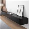 KSYGINXD Mobile Porta TV Sospeso, Mensola Porta TV A Parete, Mobiletto Porta TV Basso Da Appoggiare O Appendere, Console Multimediale Per Centro Di Intrattenimento(Black,260x24x20cm)