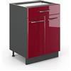 Vicco Mobiletto base per cucina Fame-Line, Bordeaux lucido, 60 cm