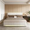 DULRLLY Letto Imbottito Matrimoniale 160 x 200 cm, letto idraulico con LED e Porte USB, testiera regolabile in altezza, Moderno Letto matrimoniale funzionale con contenitore idraulico, Velluto