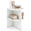 GIANTEX Tavolino semicircolare bianco, comodino in legno, tavolino da salotto, tavolino da salotto, tavolino da caffè con mensole aperte, tavolino da tè moderno, 38 x 38 x 48,5 cm