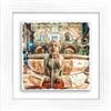 Lupia - Quadro Moderno con paesaggi e localismi Italiani, Ceramica e Stampa Rilievo, Cornice Legno Shabby Modern Bianca, Decorazione Parete, Quadretti Soggiorno, 29x29 cm, Bergamo Fontana CONTARINI