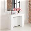 VE.CA.s.r.l. VE.CA - Tavolo Allungabile Kilka, Made in Italy - Console Allungabile con Porta Prolunghe fino a 3 Metri, 14 Posti - Arredo Moderno da Sala da Pranzo, Salvaspazio 90x40x77 (Bianco Frassinato 14 Posti)