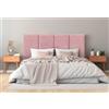 DHOME Testiera Imbottita in Tessuto Aqualine Premium Antimacchia Design Modulare Verticale Autoadesiva Testata Letto Camera da Letto Imbottita (Rosa, 160cm, Altezza 80 cm, x4)