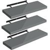 WOLTU Mensola da Muro, Set di 3, Scaffale Sospeso da Parete Libreria Piccola per Soggiorno Cameretta Porta CD DVD, Pannello MDF 70x22,9x3,8cm, Grigio Lucido, RG9479gr-3