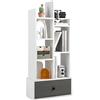 GIANTEX Libreria con 4 Ripiani Scaffale per Libri con Cassetto, Espositore di Decorazioni Portaoggetti, Scaffale Libri da Terra, 53x24x118 cm, 2 Colori (Bianco 1 Cassetto)