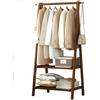 Dcbdx Pieghevole Appendiabiti in bambù con 2 Ripiano e 2 Ganci, Multifunzionale Guardaroba Scaffale Porta Abiti in Legno,Marrone,86X40X160cm