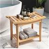 HOCSOK Sgabello, Mobiletto da Bagno in Bambù, Sgabello Poggiapiedi, adatto per Bagno, Giardino, Balcone, Naturale, 60x33x46cm