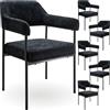 tectake® Set 6 Sedie Sala da Pranzo, Sedie Moderne con Gambe in Acciaio, Sedia Ergonomica, Sedie da Cucina Antiscivolo, Ideali per Soggiorno e Sala da Pranzo - Tessuto, Nero/Nero