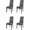 t m c s Tommychairs - Set 4 sedie Chiara per cucina bar e sala da pranzo, robusta struttura in legno di faggio verniciata grigio scuro, seduta e schienale imbottiti e rivestiti in tessuto color grigio scuro
