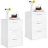 Yaheetech Set 2 Comodini Camera da Letto Bianco Comodino con 3 Cassetti Spaziosi Cassettiera Mobile da Letto in Legno Moderno Tavolino da Divano per Salotto Soggiorno 40 x 35 x 60 cm
