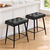STOOLINK Set di 2 Sgabelli Cucina, Sgabello Alto con Poggiapiedi, Sgabelli Bar Pelle in Microfibra, Sgabelli Isola Cucina Rétro, Sgabelli da Cucina Per Cucina e Isola Cucina-Nero