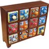 GURU SHOP Guru-Shop Armadio per Farmacia con Cassetti in Ceramica Colorata - 4x3 Scomparti Modello 1, Marrone, 24x30x10 cm, Lattine, Scatole Cofanetti