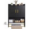 LIFEZEAL Mobile Bagno a Parete, Pensile Bagno Sospeso con Ripiano Regolabile, Scomparto Aperto, 2 Portasciugamani e Gancio Laterale, Mobile Cucina Salvaspazio per Ingresso, 55 x 20 x 80 cm (Nero)