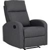 Totò Piccinni Poltrona Relax Reclinabile EUREKA, Manuale con Maniglia Laterale, Struttura in Legno, Imbottita ed Ergonomica, Ideale per Anziani e Soggiorno (Tessuto Grigio)