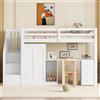 Idemon Letto a soppalco 90 × 200 cm con armadio e scrivania (bianco, senza materasso), letto multifunzione con scala di stoccaggio, 3 cassetti e rete a doghe, design salvaspazio per piccoli spazi