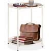 tectake® Tavolino Salotto 45,5 x 45,5 x 53 cm, Tavolino da salotto Tondo Basso, Mobile Soggiorno, Ripiano a Vassoio, Mobiletto Salvaspazio Divano, Camera, Ufficio, Soggiorno, Design Rustico - Crema