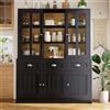 REXO Mobile alto moderno 140 × 38,5 × 175 cm Armadio vetrina con cassetti nero minimalista soggiorno e sala da pranzo