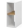 Vicco Mobiletto per PC Tomy, Rovere bianco/dorato, 28.5 x 50 cm con 2 scomparti aperti, con ruote e ripiano per accessori per computer