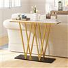 RELAX4LIFE Tavolino Consolle Stretto alla Moda, 100x30x79,5cm, Tavolino da Ingresso con Base Stabile, Piano in Finto Marmo, Struttura in Metallo a Forma di W, per Corridoio, Soggiorno, Ufficio
