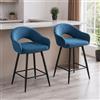 Ya-Home Set di 2 Sgabelli da Bar in Velluto Sgabelli Cucina Sgabelli Alti Moderni Sedia da Bar Girevoli con Braccioli Sedia Alta Sedie Imbottiti per Cucina Bancone, Blu