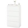 Ginhow Cassettiera Bianca Comodino Salvaspazio Cassettiera Camera da Letto Moderno Mobile con 4 Cassetti Cassettiere per Armadio Interno