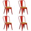 Totò Piccinni Sedia Industry in Metallo Design Industriale (4 Sedie, Wood/Rosso)
