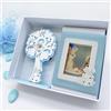 Ingrosso e Risparmio Set Orologio da Tavolo + Cornice Celeste con Cane Dalmata e Albero della Vita - Bomboniere Originali Battesimo Maschietto