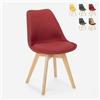 Produce Shop Sedia Design Nordico Legno e Tessuto e Cuscino Cucina Bar Ristorante Dolphin - Rosso