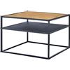 [en.casa] Tavolino da caffè (AxLaxP) 40 x 55 x 55 cm Tavolino Basso da Salotto con 2 Ripiani d'Appoggio - Color Legno/Nero