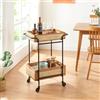 [en.casa] Carrello di Servizio Portavivande a Rotelle con 2 Cesti Rimovibili Carrellino Portatutto da Cucina Soggiorno Ufficio Carrello da Portata 81 x 61 x 39 cm Nero/Naturale