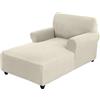 WWQQKJ Jacquard Fodera per Chaise Longue, Copri Chaise Longue Elasticizzato braccioli, con braccioli copridivano per Chaise Longue con Doppio Braccio Sofa Chaise Longue(Natura)