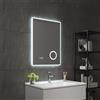 pro.tec Specchio LED da Parete Specchio Rettangolare da Bagno Antiappanamento e Lente Ingranditore Orologio Digitale Luce Bianca Regolabile con Sensore Tattile 60 x 80 cm - Bianco