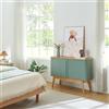 [en.casa] Armadietto Multiuso con 2 Ante Scorrevoli e 4 Vani Chiusi Credenza Madia Mobile Contenitore per Camera da Letto Soggiorno Sala 110x40x80 cm - Naturale/Azzurro