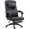 Dowinx Poltrona direzionale - Sedia da ufficio ergonomica con poggiapiedi, vertebre lombare e poggiatesta regolabili, tessuto, schienale alto, 150 kg (nero)