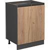 Vicco Mobiletto base cucina R-Line, Rovere dorato, 60 cm Forma a J, senza piano di lavoro, per la libera combinazione all'interno di sistemi cucina modulari