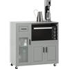 SoBuy Credenza Cucina Salvaspazio con Ruote, Mobile Cucina con Vano Microonde, Cassetto e Ante, Mobile Credenza Buffet Soggiorno Sideboard, Mobile da Cucina e Ingresso Grigio 89 x 40 x 89.2 cm FSB78-H