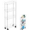 Generico Rolling Storage Cart, Movable Shel, Multi Layer, Multi Purpose, Compact Rolling Kitchen Organizer for Laundry Room, Narrow Space, 1650g, Acrylic, Abs, Metal