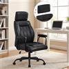 Ckaff Sedia da Ufficio Ergonomica, Sedia da Ufficio con Poggiatesta Regolabile, Poltrona Direzionale in Pelle PU, Altezza Regolabile e Schienale Inclinabile con Ruote Girevoli, Nero