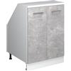 Vicco Mobile cucina sottotetto R-Line, Calcestruzzo, 60 cm con 2 porte, carcassa 60 cm profondità, per la libera combinazione all'interno di sistemi cucina modulari