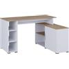 Vicco Scrivania angolare Rudy, Bianco/Artisan, 135 x 110 cm con ripiani, per una configurazione flessibile dello spazio di lavoro e dell'utilizzo dello spazio