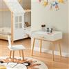 [en.casa] Set Mobili per Bambini Tavolo con Cassetto e Sedia con Schienale Arredo a Misura di Bimbi per Cameretta Area Gioco- Legno Naturale/Bianco