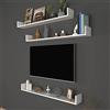 [en.casa] Set di 3 Mensole da Muro (AxLxP) 12 x 120 x 15 cm Consolli Pensili con Piano d'Appoggio a Forma di U - Bianco