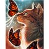 Zheynn Diamond Painting Gatto Farfalla,5D Full Diamond Dot Art Kit,Diy Quadro con Perline,Kit Pittura Numeri Puzzle Diamanti,Pittura Diamante Strass,Regalo per la Decor Casa Soggiorno Round Drill,40x50cm