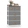 GYMAX Cassettiera in Tessuto, 5 cassetti pieghevoli e rimovibili, per Soggiorno, Camera da Letto, 58 x 30 x 100 cm, Grigio