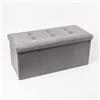 INTRECCI Pouf Contenitore, Panca per Sedersi Effetto Velluto, Rettangolare, 76x34x34 cm, Imbottito, Versatile, Facile da Pulire. Colore: Grigio