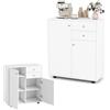 KOMFOTTEU Mobile Dispensa con 2 Cassetti, Credenza da Cucina con 2 Ante, Mobiletto Basso con 3 Ripiani Regolabili, Armadio a Buffet per Sala da Pranzo, Soggiorno, 74x35x85,5 cm(L x P x A) (Bianco)