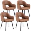 chairus 4 PZ Sedie da Pranzo in Ecopelle Sedia Cucina Girevole, Marrone | Poltroncina Imbottita con Schienale Sedia Moderna Design con Gambe in Metallo per Sala da Pranzo/Soggiorno