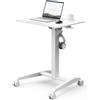 SENSE7 Mobile Desk - Mobile Desk con 4 ruote, 70 x 52 cm, scrivania pieghevole regolabile in altezza, scrivania inclinabile, tavolo da appoggio mobile, supporto per laptop con gancio, colore: Bianco